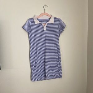 Blue and white striped dress